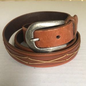 Liz Claiborne Tan Leather Belt with Silver Buckle